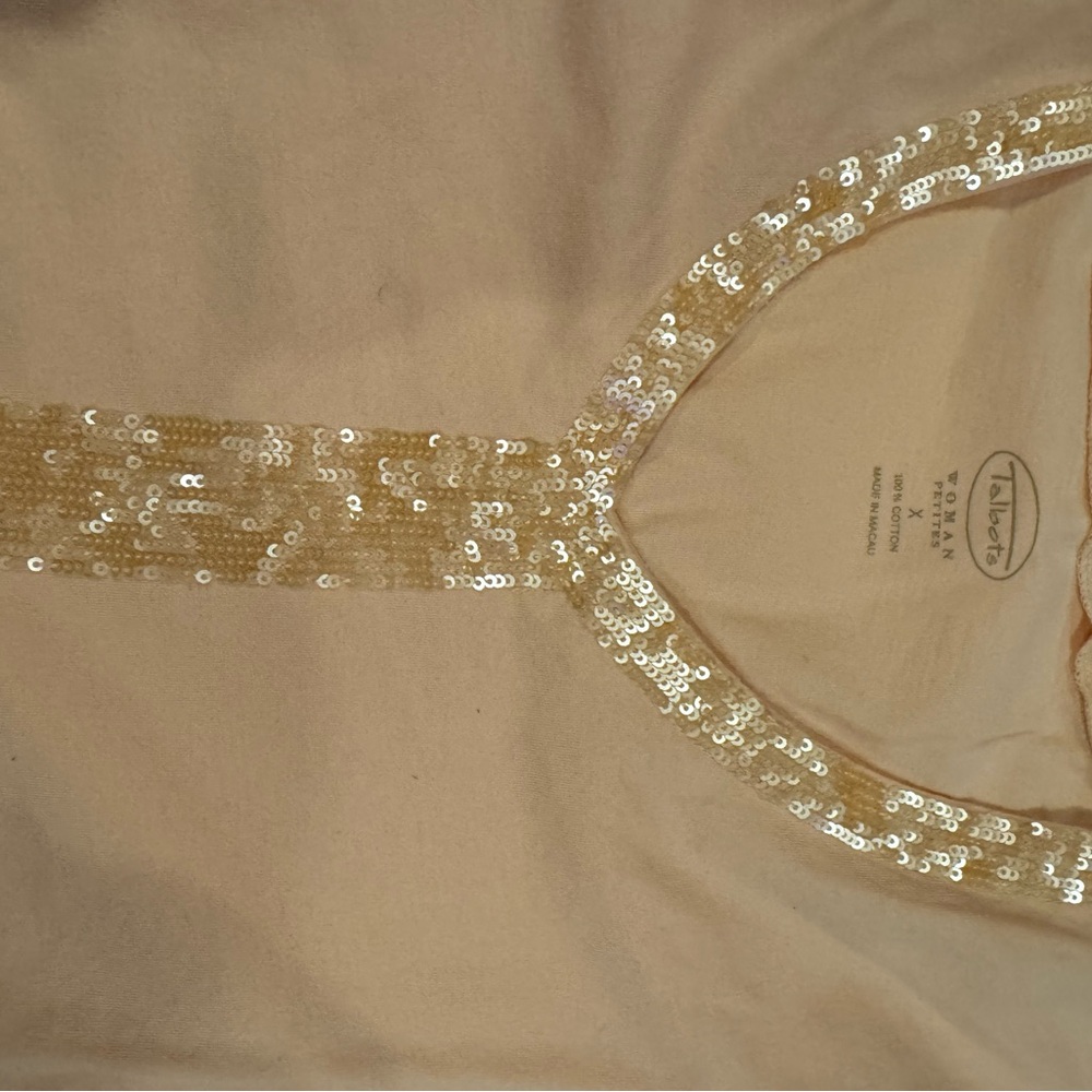 Talbots Peach Sequin Accent top - Picture 4 of 4